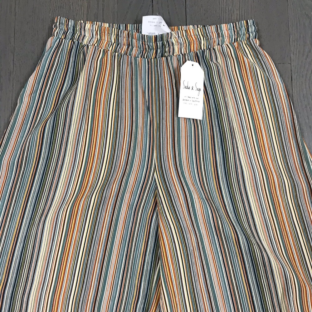 NWT Sadie & Sage Striped Wide Leg High Rise Pants - Picture 2 of 8